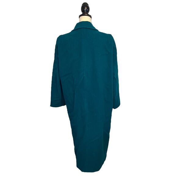 VTG Forecaster Wool Trench Coat Womens 12 Teal Double Button Pockets Long Lined - Picture 4 of 7
